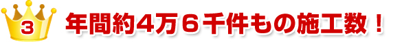 年間約4万６千件もの施工数！